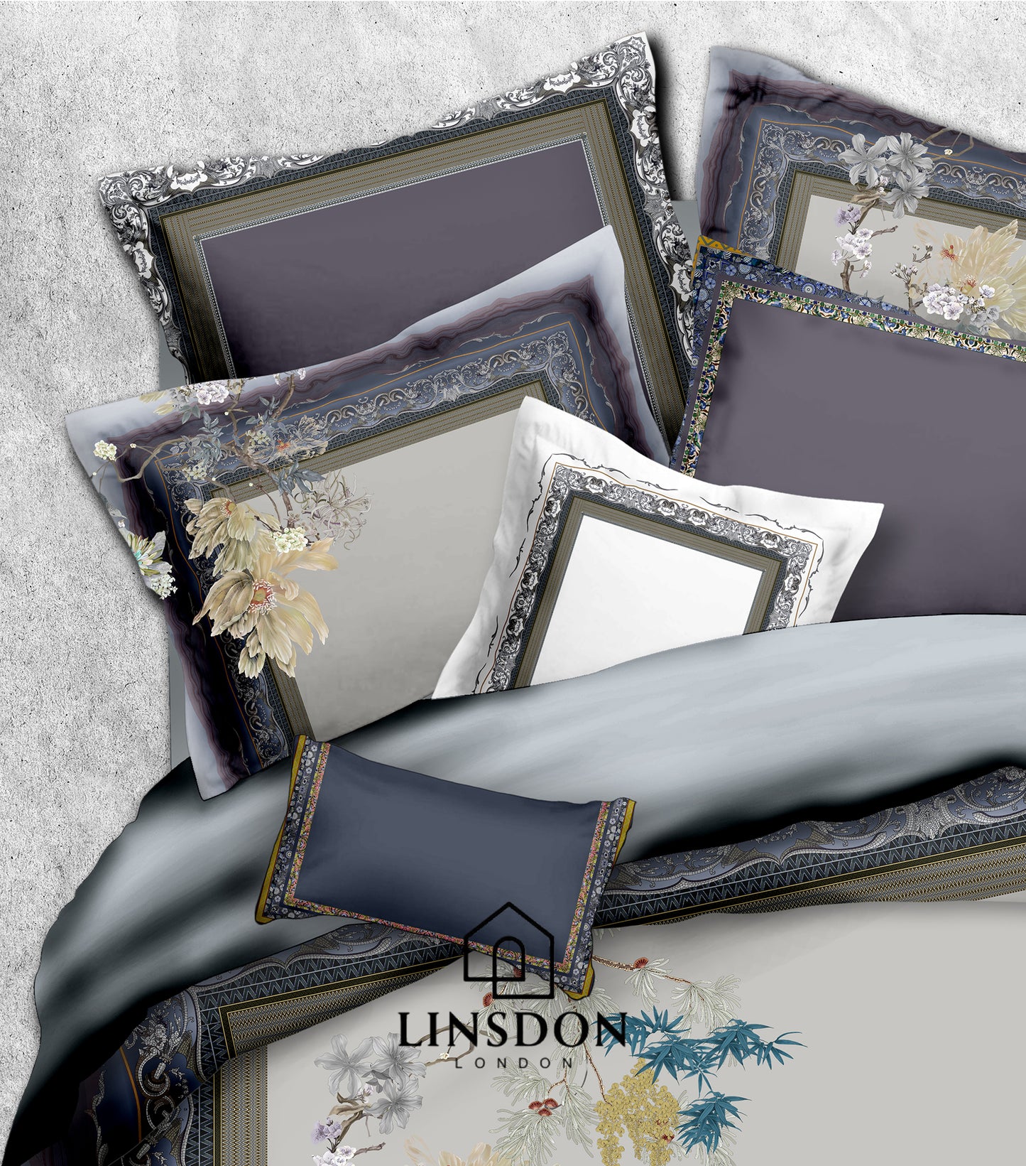 885 TC 100% COTTON SATIN PRINTS DURHAM COLLECTION BY LINSDON HOME