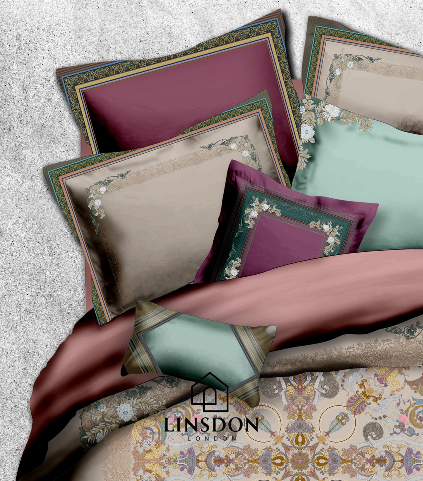 885 TC 100% COTTON SATIN PRINTS DURHAM COLLECTION BY LINSDON HOME